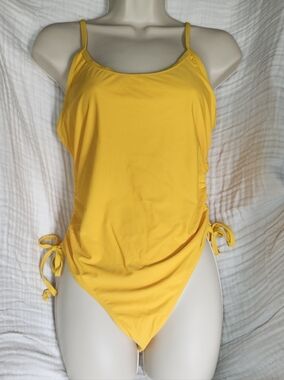 Yellow XL One-Piece Swimsuit with Side Ties